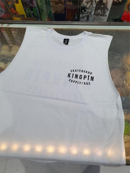 Kingpin Skate Supply Sleeveless Tee Retro White Skateboard T-Shirt