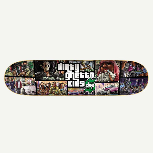 DGK Skateboard Deck Scrapbook 8.25" Dirty Ghetto Kids x GTA