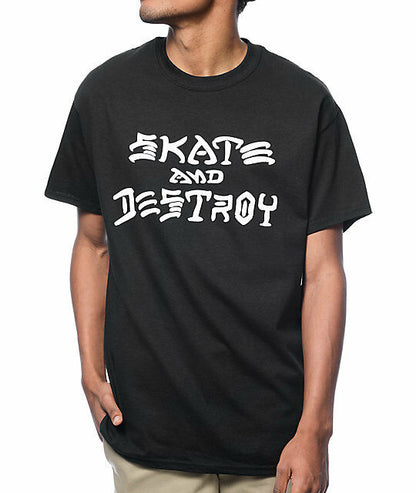 Thrasher Tee Skate And Destroy Black Skateboard Magazine Skateboard T-Shirt