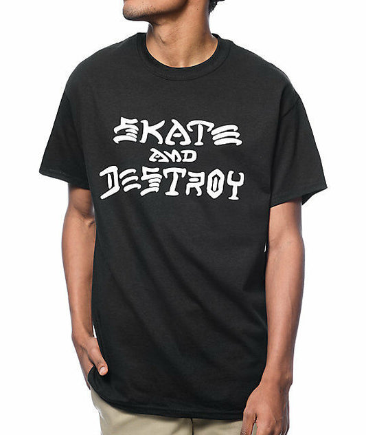 Thrasher Tee Skate And Destroy Black Skateboard Magazine Skateboard T-Shirt