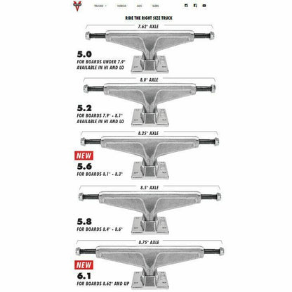 Venture Skateboard Trucks Polished 5.6 Hi / 8.25" Axles