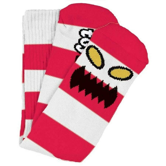 Toy Machine Socks Monster Big Stripe Red OSFM New Skateboard Sox