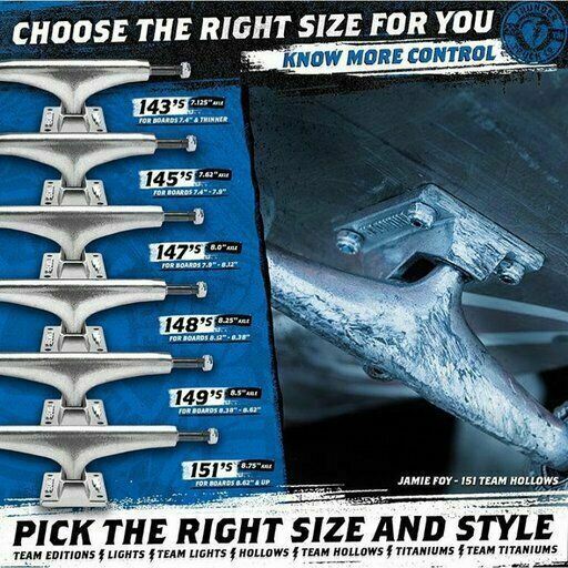 Thunder Skateboard Trucks 147 Lights Polish 8" Axles