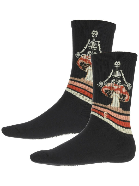Psockadelic Socks Mushroom Meditation Black Crew OSFM Skateboard Sox