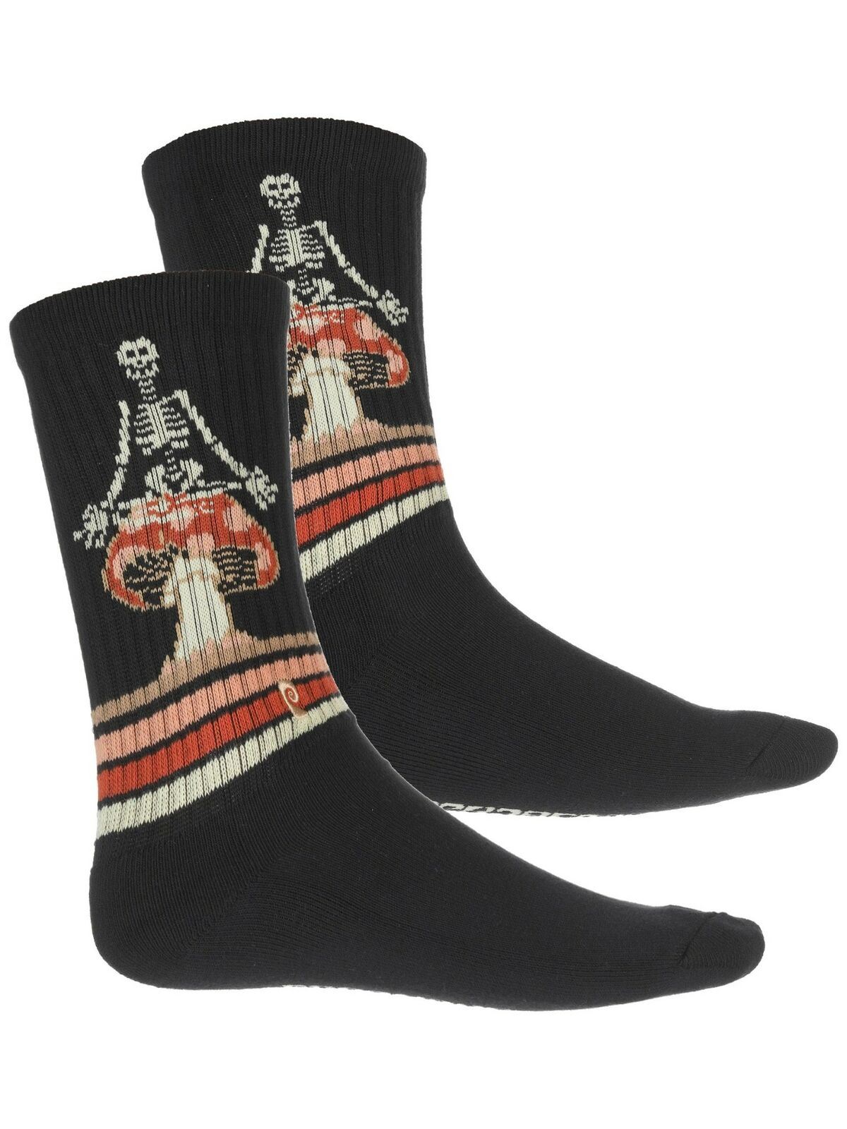 Psockadelic Socks Mushroom Meditation Black Crew OSFM Skateboard Sox