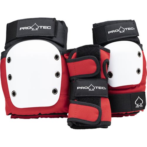 Pro-Tec Pads JUNIOR STREET GEAR 3 PACK RED/WHITE/BLACK Protec Safety