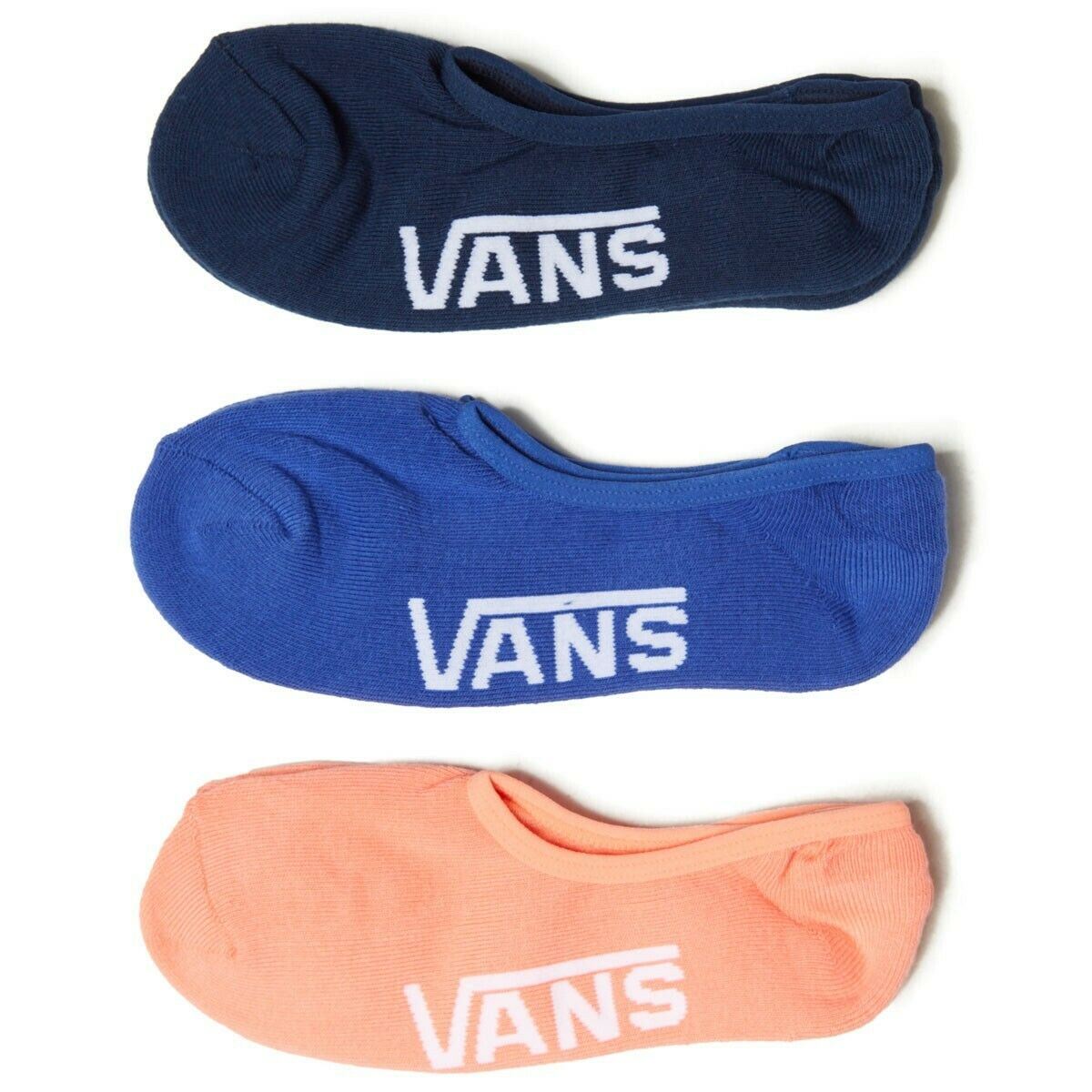 Vans Socks 3 Pack No Show Fusion Coral Size 6 9 Invisible Skateboard Sox