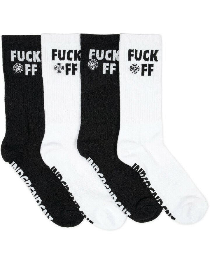 Indy Socks 4 Pack Fuk Off Crew Size 6-10 Mens Independent Skateboard Sox