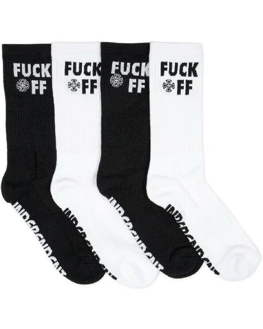 Indy Socks 4 Pack Fuk Off Crew Size 6-10 Mens Independent Skateboard Sox