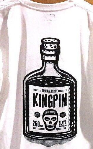 Kingpin Skate Supply Sleeveless Tee Bottle OG Recipe White Skateboard T-Shirt