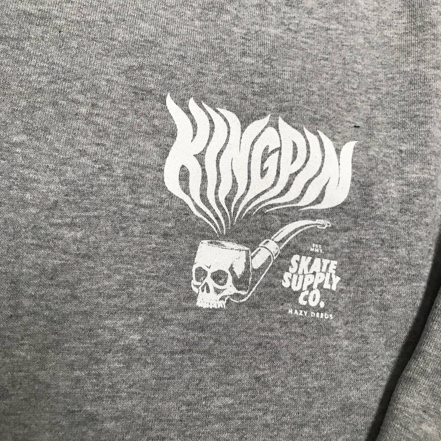 Kingpin Skate Supply Crew Hazy Deeds Heather Grey Skateboard Sweater Pullover