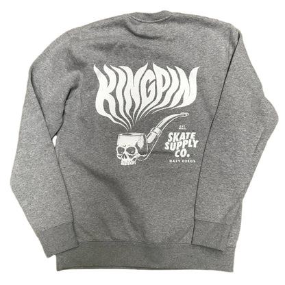 Kingpin Skate Supply Crew Hazy Deeds Heather Grey Skateboard Sweater Pullover