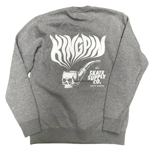 Kingpin Skate Supply Crew Lace Heather Grey Skateboard Jumper Sweater Pullover