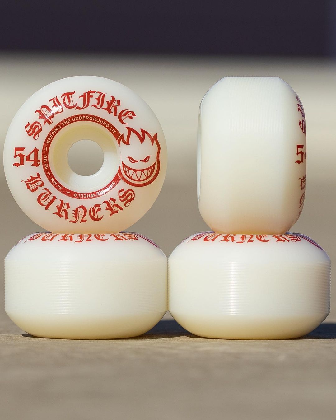 Spitfire Wheels Burners 54Mm 99D White Red Bighead