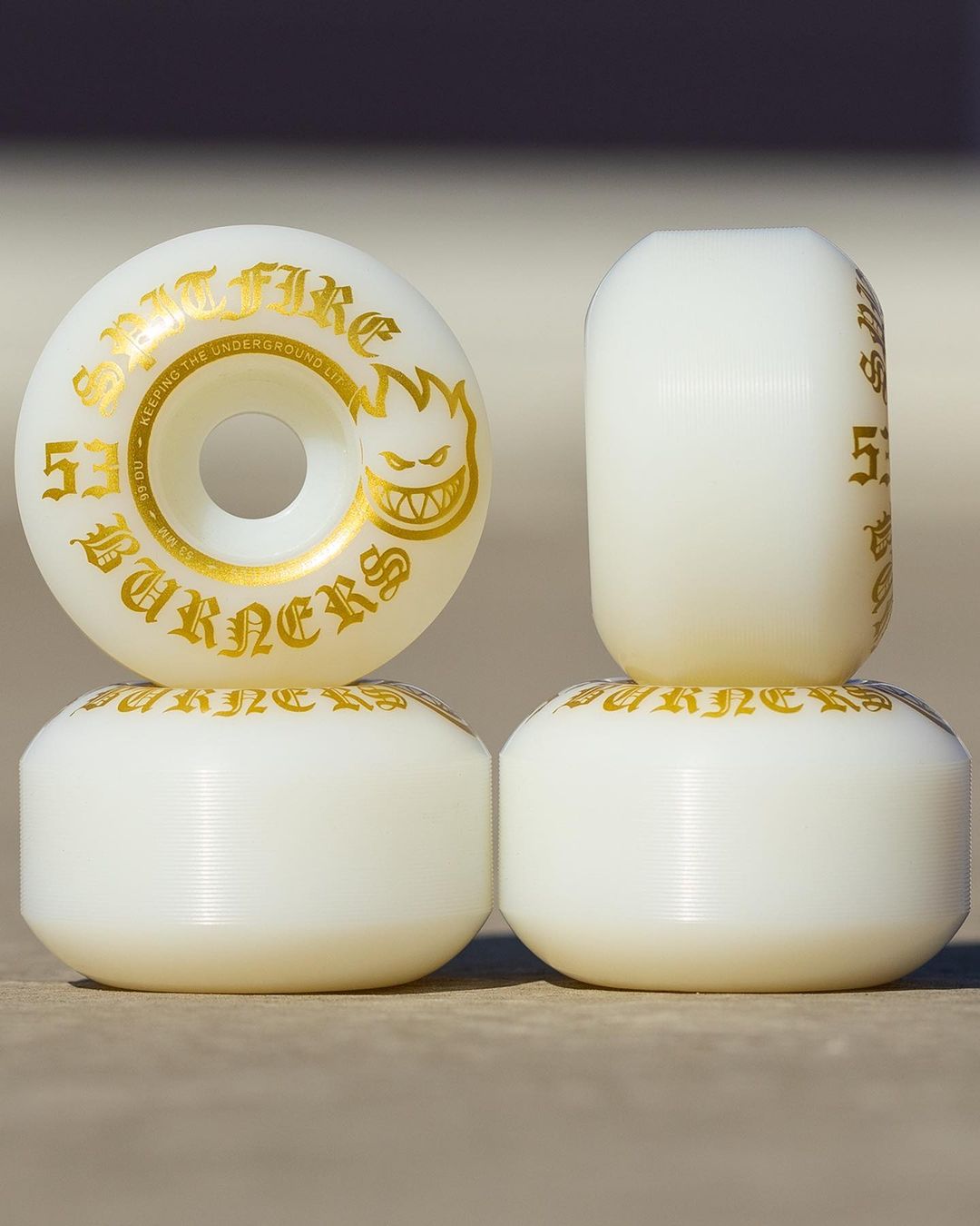Spitfire Wheels Burners 53mm 99d White/Gold Bighead
