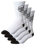 Santa Cruz Socks 4 Pack Mono White Crew Size 7 11 New Mens Skateboard Sox