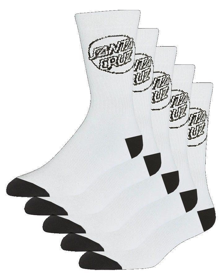 Santa Cruz Socks 4 Pack Mono White Crew Size 7-11 New Mens Skateboard Sox