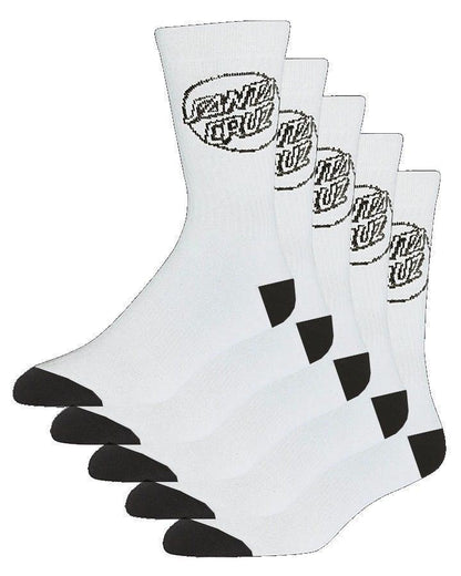 Santa Cruz Socks 4 Pack Mono White Crew Size 7-11 New Mens Skateboard Sox