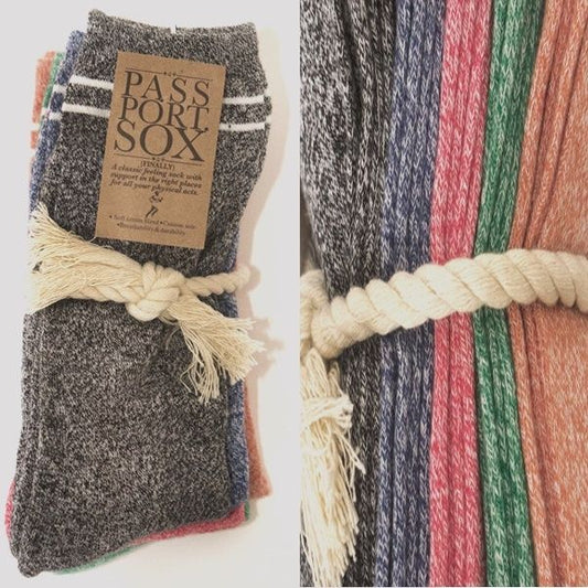PASS~PORT Socks 5 Pack Hi HEATHER Pass Port Pass-Port Passport Sox