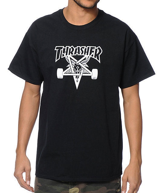 Thrasher Tee Skate Goat Black Skateboard Magazine T Shirt