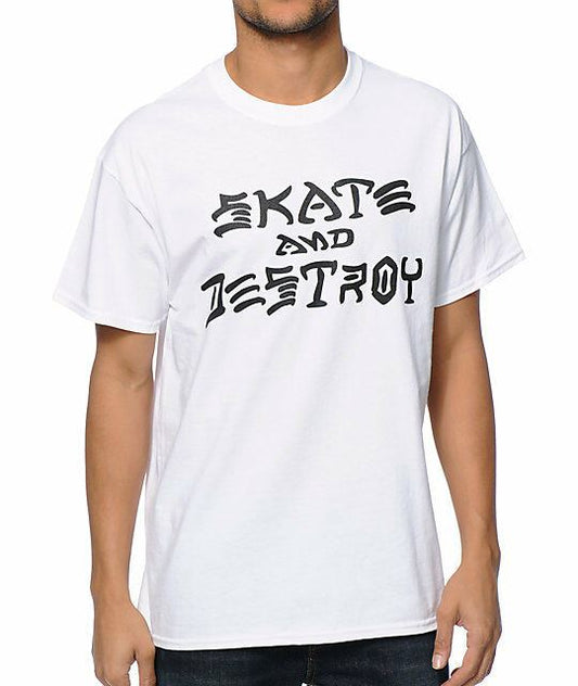 Thrasher Tee Skate And Destroy White Skateboard Magazine T Shirt