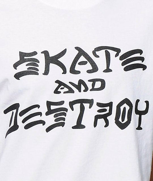 Thrasher Tee Skate And Destroy White Skateboard Magazine T-Shirt