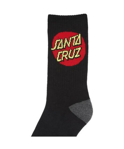 Santa Cruz Socks 4 Pack Black Crew Size 2-8 New Youth Skateboard Sox