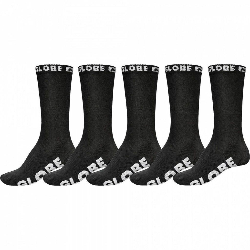 Globe Socks 5 Pack Blackout Crew Black Size 2 8 Skateboard Sox