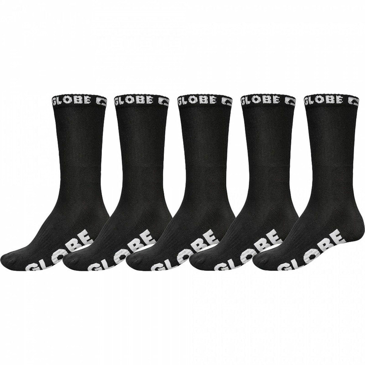 Globe Socks 5 Pack Blackout Crew Black Size 2 8 Skateboard Sox
