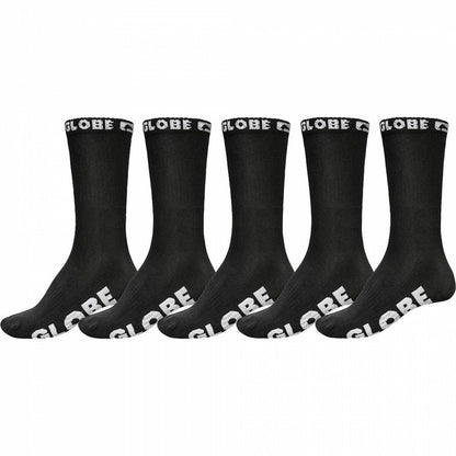 Globe Socks 5 Pack Blackout Crew Black Size 12-15 Skateboard Sox