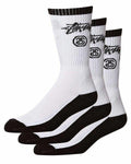 Stussy Socks Stock Crew Black White 3 Pack Size Osfm New Skateboard Sox