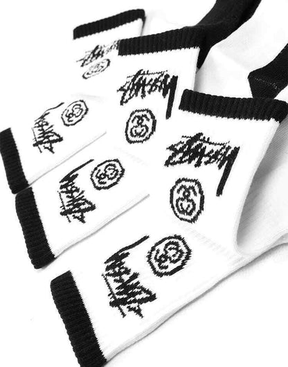 Stussy Socks Stock Crew Black White 3 Pack Size OSFM New Skateboard Sox