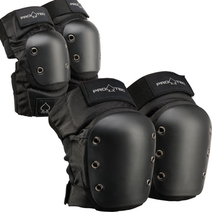 Pro-Tec Pads Street Knee & Elbow Set BLACK Size X-LARGE Protec Safety Skate Gear