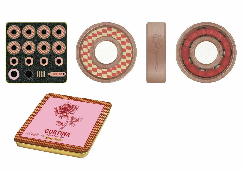 Cortina Skateboard Bearings Na Kel Smith Signature Pro Rated Rose Gold Red Pink