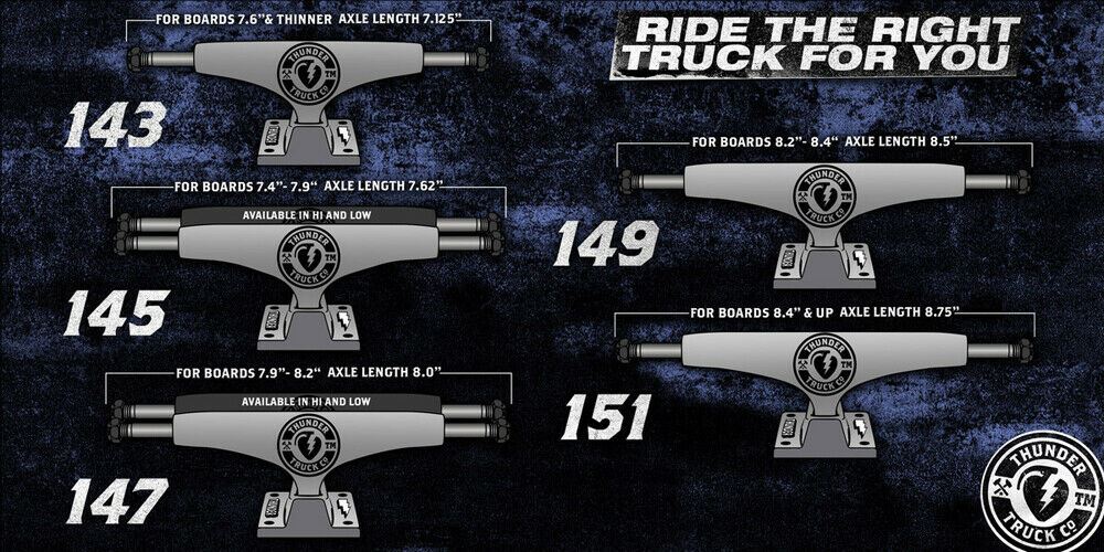 Thunder Skateboard Trucks 148 Titanium Lights Polish 8.25" Axles