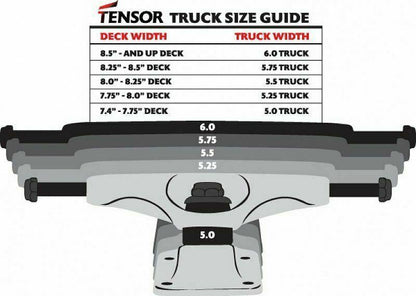 Tensor Skateboard Trucks Alloys Reg TEN's Raw Finish 5.25" Axles 8"