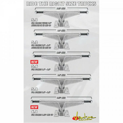 Venture Skateboard Trucks Polished 5.8 Hi / 149 / 8.5" Axles
