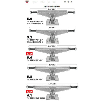 Venture Skateboard Trucks Awake Raw 5.6" Hi / 148 / 8.25" Axles
