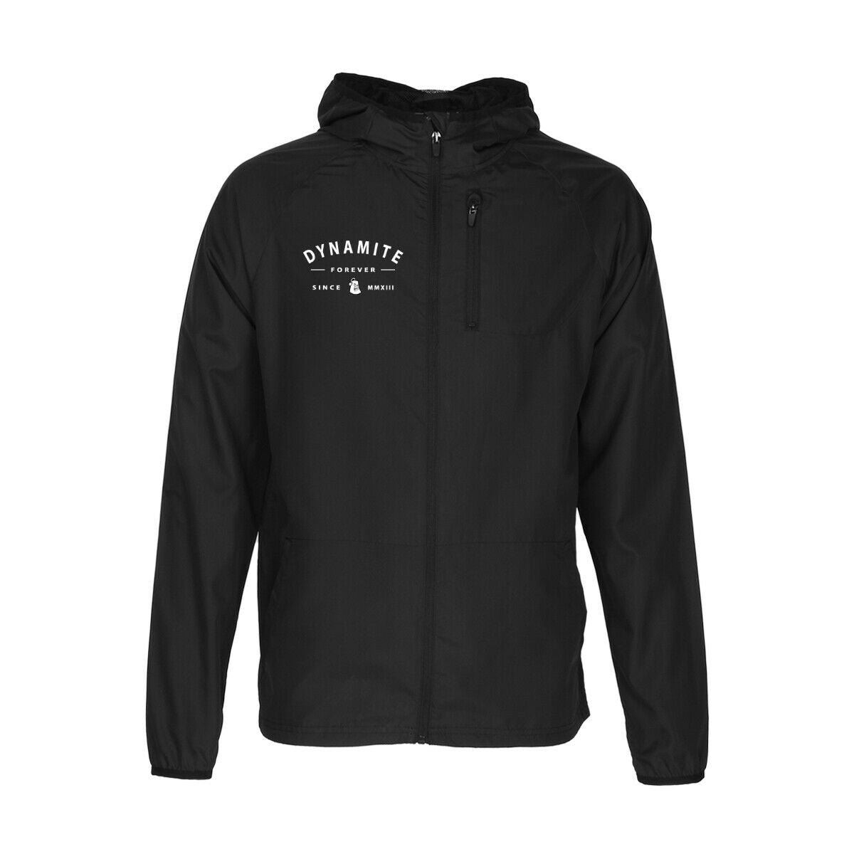 Dynamite Forever Spray Jacket Black Packable Zip Hood Skateboarding Anorak