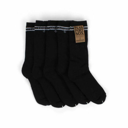 PASS~PORT Socks 3 Pack Hi BLACK Pass Port Pass-Port Passport Sox