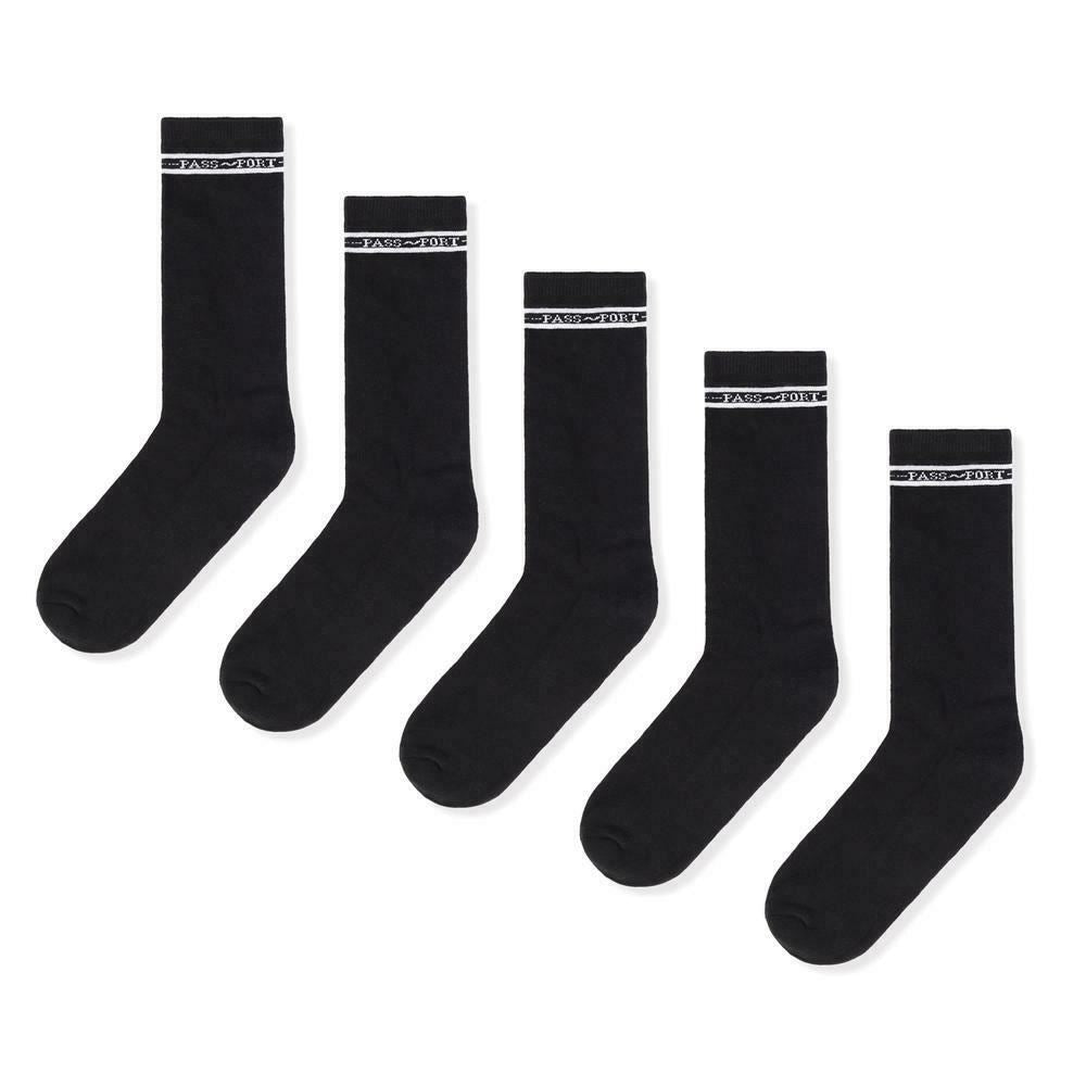 PASS~PORT Socks 3 Pack Hi BLACK Pass Port Pass-Port Passport Sox