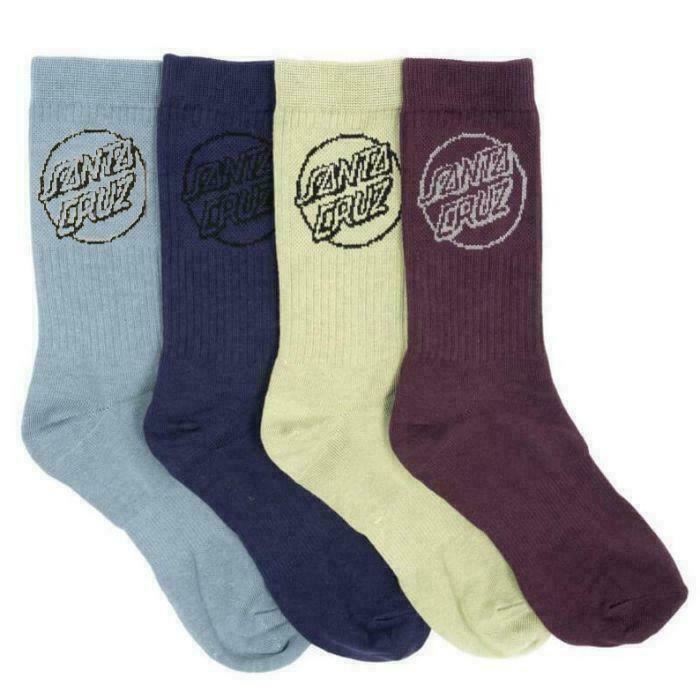 Santa Cruz Socks 4 Pack POP MONO ASST Crew Size 7-11 Skateboard Sox
