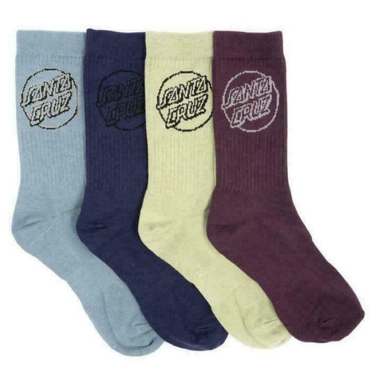 Santa Cruz Socks 4 Pack POP MONO ASST Crew Size 7-11 Skateboard Sox