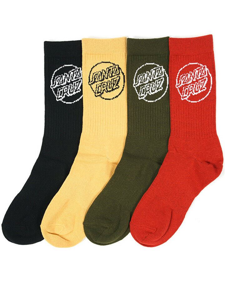 Santa Cruz Socks 4 Pack POP MONO ASST Crew Size 7-11 Skateboard Sox