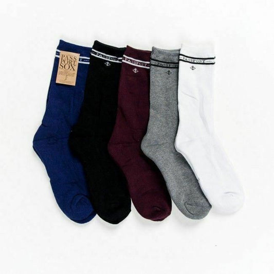 PASS~PORT Socks 3 Pack Hi Multi Navy/White/Grey Pass Port Pass-Port Passport Sox