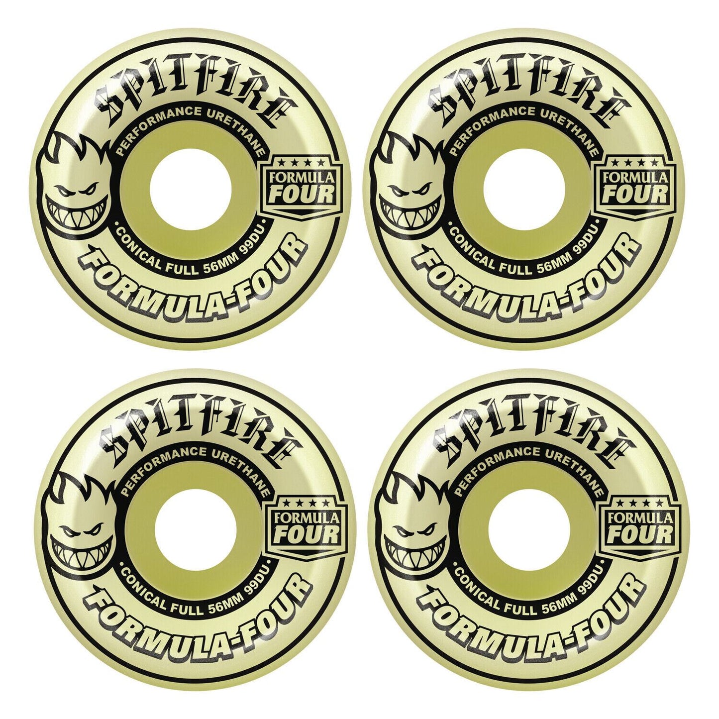 Spitfire Wheels F4 Glow In The Dark Conical Full 56mm 99d Formula Four