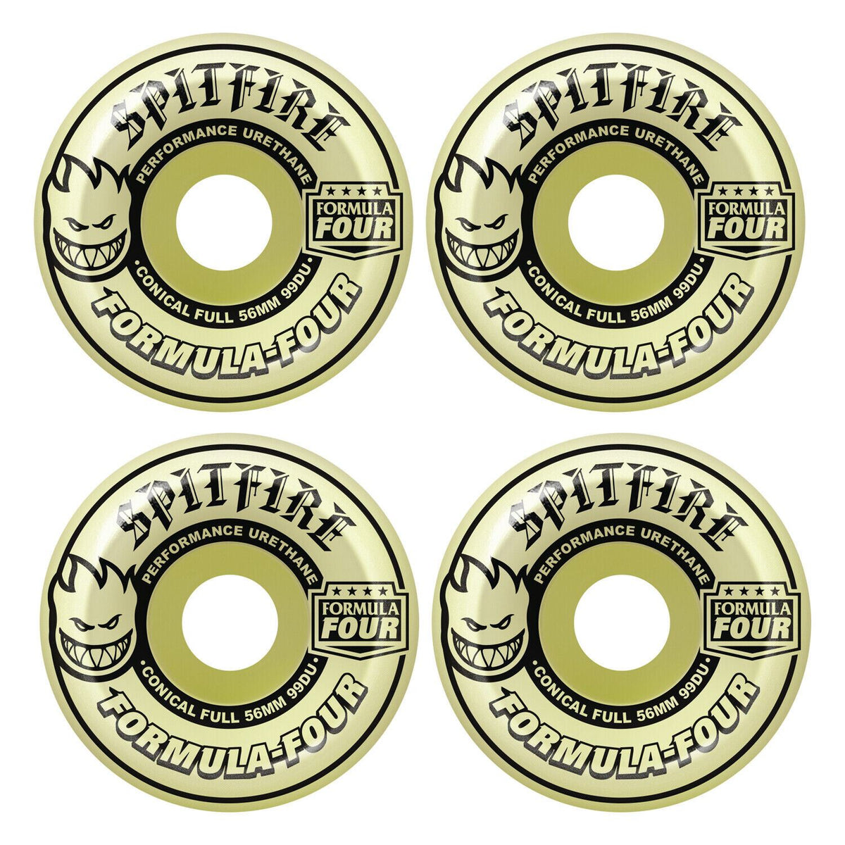 Spitfire Wheels F4 Glow In The Dark Conical Full 56Mm 99D Formula Four