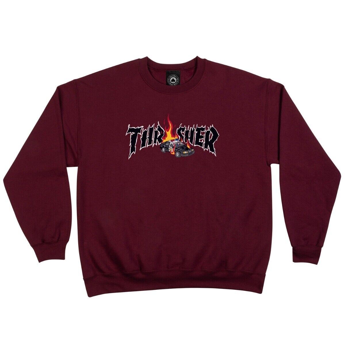 Thrasher Crew Neckface Cop Car Maroon Skateboard Pullover Sweatshirt
