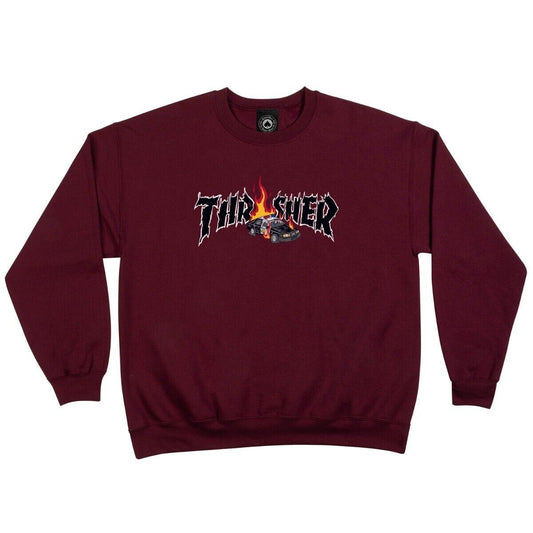 Thrasher Crew Neckface Cop Car Maroon Skateboard Pullover Sweatshirt