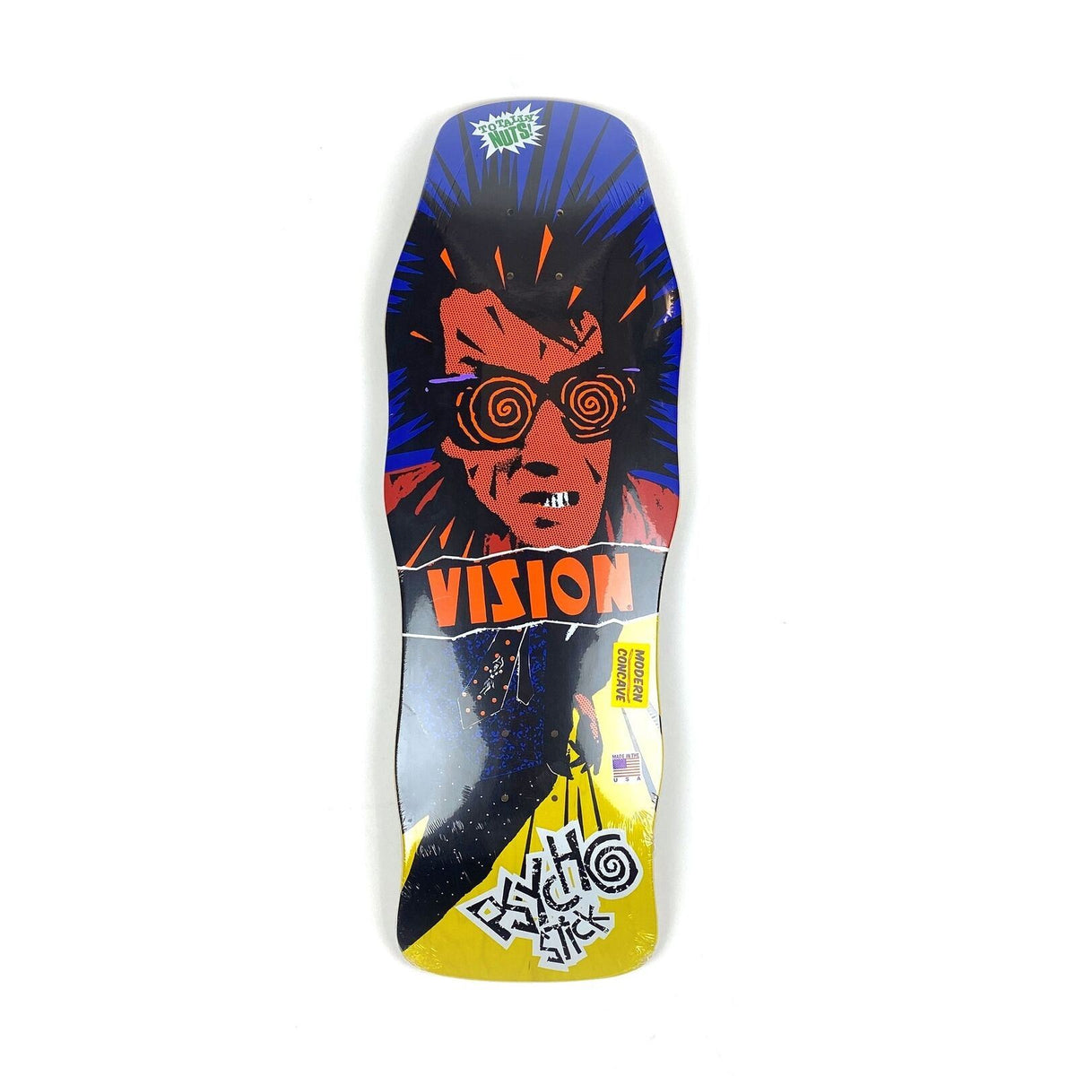 Vision Skateboards Deck Psycho Stick Blue Yellow Stain 10 Reissue